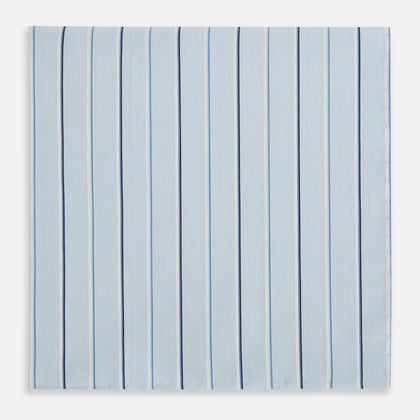 Navy and Blue Combination Stripe Hand-Rolled Handkerchief Image 2