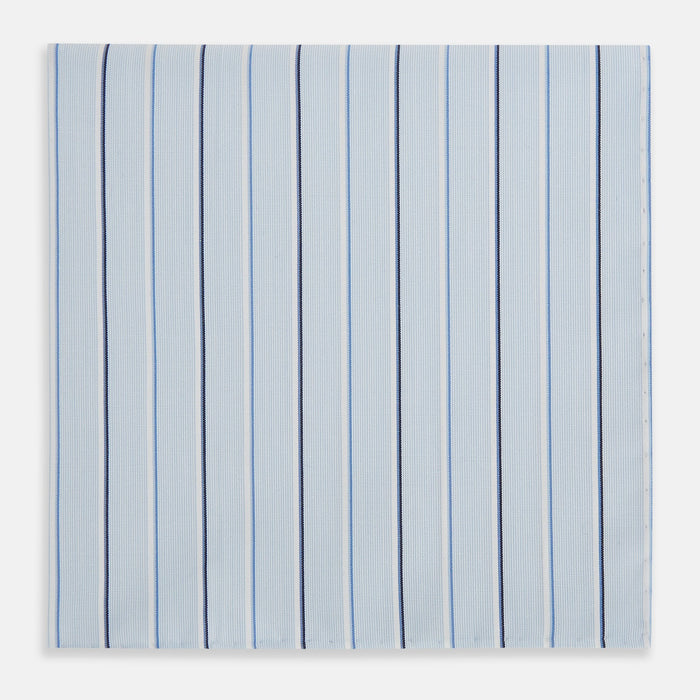 Navy and Blue Combination Stripe Hand-Rolled Handkerchief Image 2