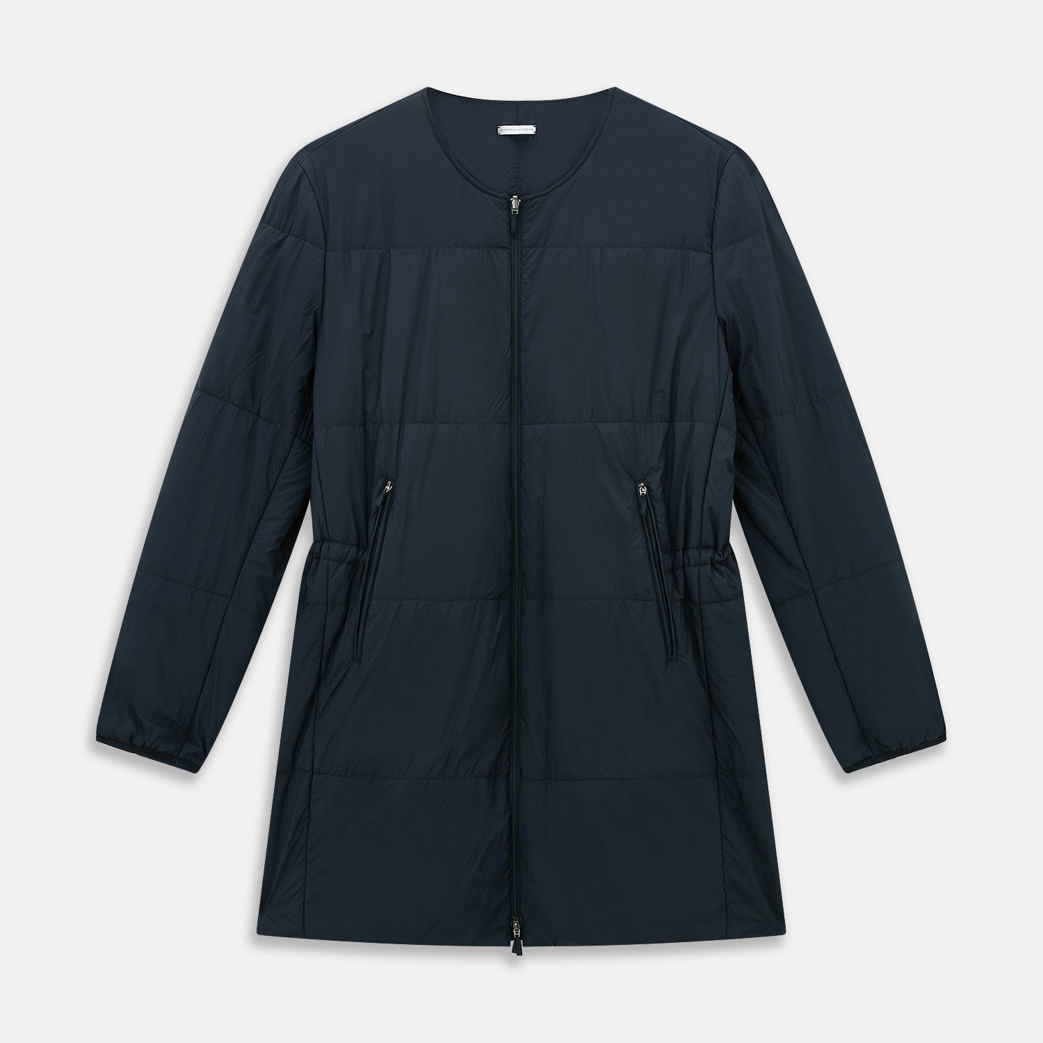 View 7 of product The Dark Chocolate John Arthur Trench Coat by Turnbull & Asser features a pointed collar, two large slanted side pockets, and a vertical chest pocket—a versatile 2-in-1 piece ideal for any occasion.