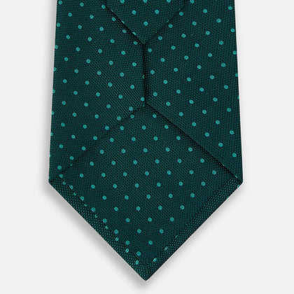 Blue and Forest Green Micro Dot Silk Tie Image 2