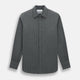 The Charcoal Melange Wide Stripe Westminster Shirt from Turnbull & Asser features long sleeves, a tailored fit, pointed collar, buttoned cuffs, and subtle wide stripes, shown laid flat on a white background.