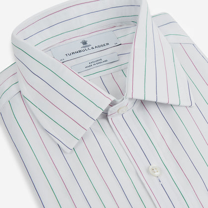 Pink and Green Wide Pinstripe Mayfair Shirt Image 1