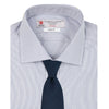 View 2 of product The Turnbull & Asser Slim Fit Blue Checked Shirt features long sleeves, contrasting white buttons, a regent collar, and distinct blue check pattern detailing on the cuff.