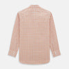 View 6 of product The Turnbull & Asser Orange Graph Overlay Check Mayfair Shirt is a soft organic cotton long-sleeve with button-down front, collar, and cuffs—an ideal capsule wardrobe staple—shown on a plain white background.
