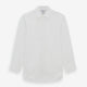 The Turnbull & Asser White West Indian Sea Island Cotton Shirt features a T&A collar, 3-button cuffs, and is crafted from luxurious long-staple cotton for exceptional softness. Displayed against a white background.