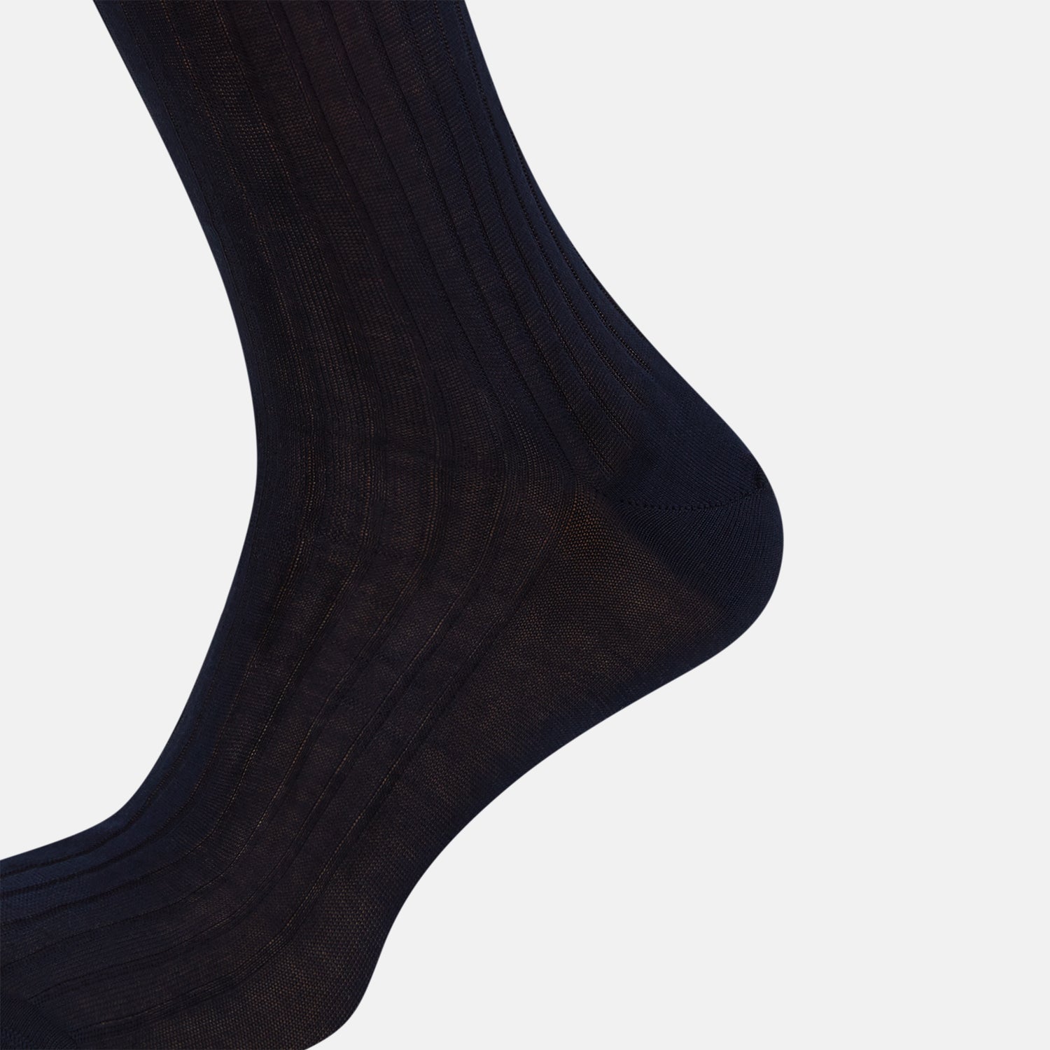 View 4 of product A single, navy mid-length sock by Turnbull & Asser is displayed upright on a plain white background.