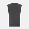 View 3 of product The Turnbull & Asser Charcoal Grey Melange V-neck Cashmere Vest is showcased against a plain white background.