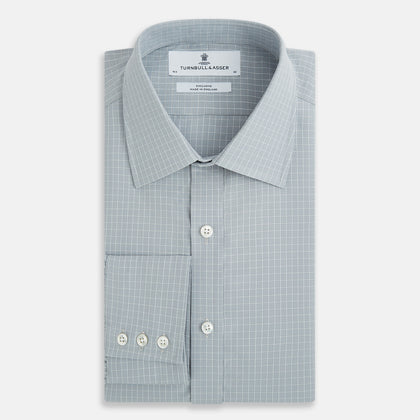 Pale Blue Fine Check Mayfair Shirt Image 4