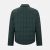 View 3 of product The Turnbull & Asser Battersea Forest Green Quilted Jacket for men features a front zipper, collared neckline, angled chest pocket, two zippered side pockets, and adjustable snap cuffs—shown on a plain white background.