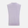View 3 of product The Turnbull & Asser Lilac Cashmere V-Neck Vest is a sleeveless knit with a ribbed hem, showcasing sophisticated style in light purple against a plain white background.