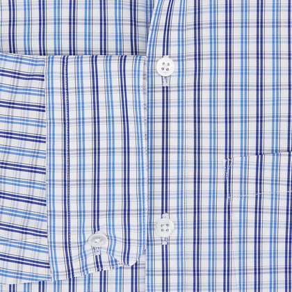 Blue and Navy Multi Check Piccadilly Shirt Image 3