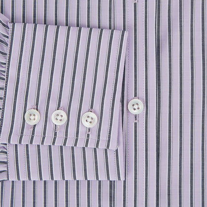 Lilac Ticking Stripe Mayfair Shirt Image 3