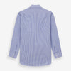 View 3 of product The Turnbull & Asser Blue Bengal Stripe Shirt with T&A collar and 3-button cuffs is shown laid flat on a white background.
