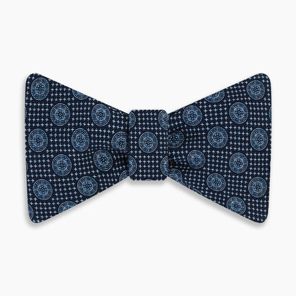 Navy Medallion Silk Bow Tie