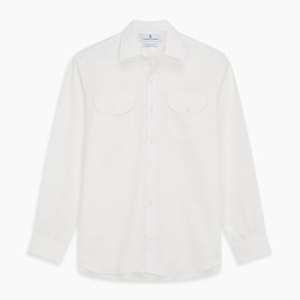 White Cotton Weekend Fit Langston Shirt Image 5
