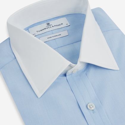 Light Blue End-on-End Shirt with Contrast T&A Collar and Double Cuffs Image 1