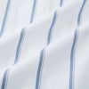 View 6 of product The Turnbull & Asser Steel Grey Track Stripe Mayfair Shirt is a long-sleeve Italian cotton shirt with vertical stripes, a button-down front, and classic collar, shown laid flat on a white background.