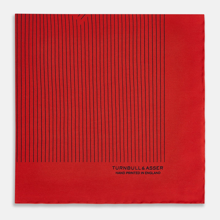 Red Stripe Silk Pocket Square Image 3