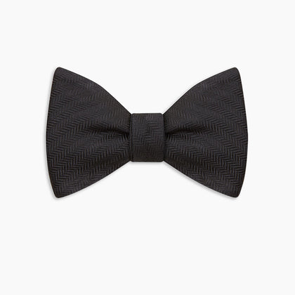 Black Herringbone Silk Bow Tie Image 4