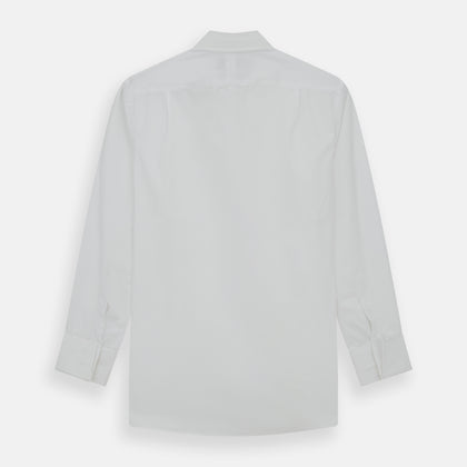Tailored Fit Plain White Cotton Shirt with Kent Collar and Double Cuffs Image 4