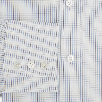 Pale Blue and Grey Grid Check Mayfair Shirt Image 3