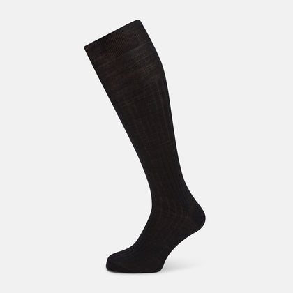 Black Wool Long Socks