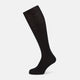 The Turnbull & Asser Black Wool Long Sock stands upright on a white background, featuring a ribbed texture with a fitted foot and calf, ideal for those seeking stylish over the calf socks.