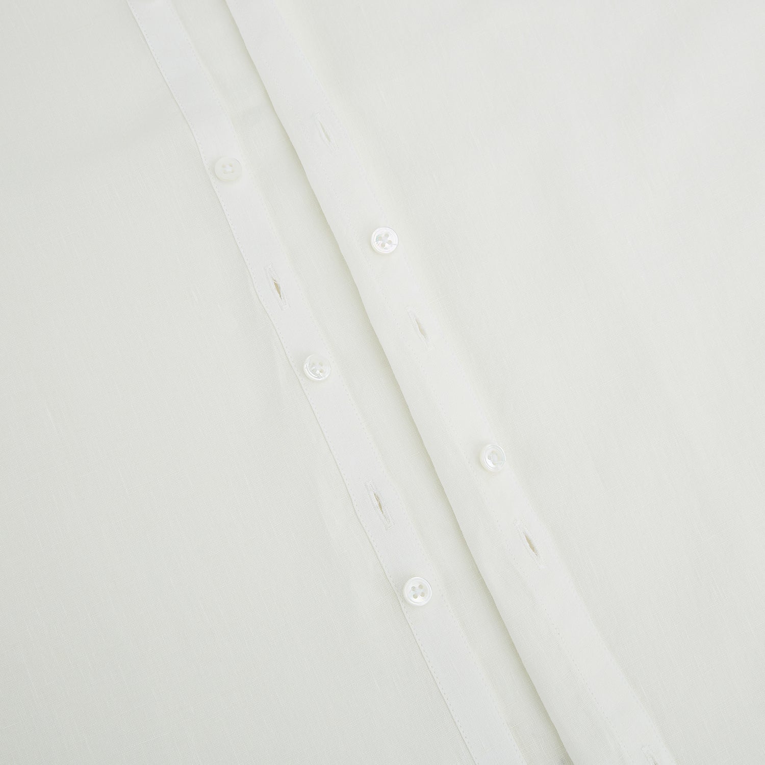 View 7 of product The Vanilla Linen Westminster Shirt by Turnbull & Asser is a long-sleeve, white button-up with a Turnbull collar, buttoned cuffs, and straight hem, highlighting British craftsmanship against a plain white background.