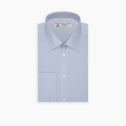 Light Blue Sea Island Quality Cotton Shirt with T&A Collar and Double Cuffs Image 6