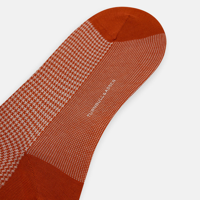 SOCKS LONG COTTON HOUNDSTOOTH ROSE Image 2