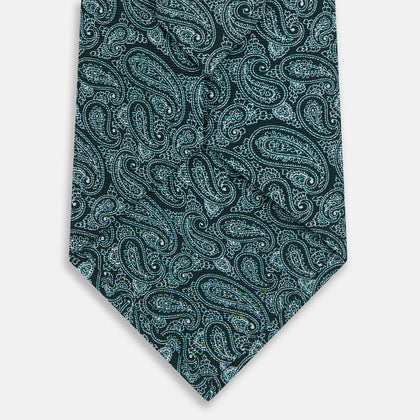 Light Petrol Paisley Silk Tie Image 2
