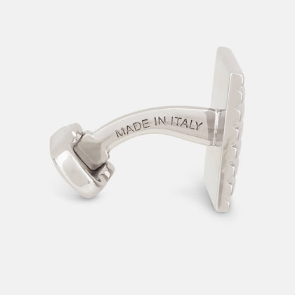 Silver Striped Square Cufflinks Image 1