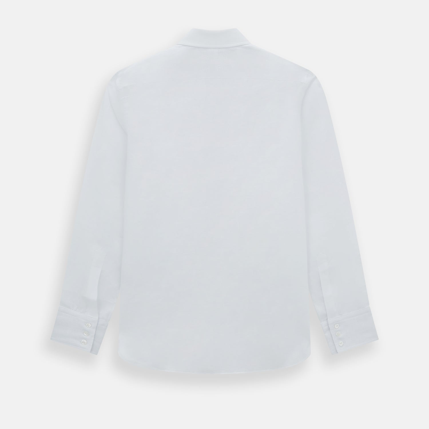 View 3 of product The White Linen Westminster Shirt by Turnbull & Asser features a classic Turnbull collar and button-down front, highlighting British craftsmanship against a plain white background.