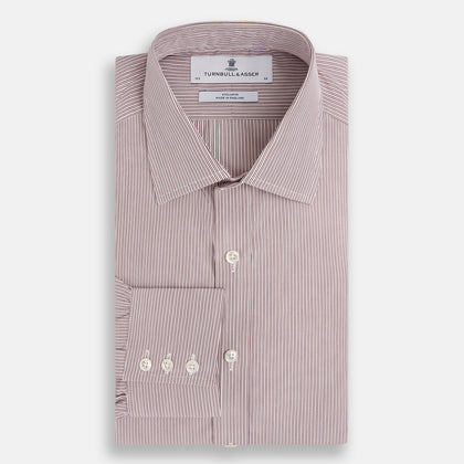 Red and Pink Ticking Stripe Mayfair Shirt Image 4
