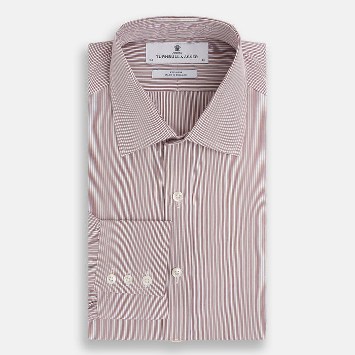 Red and Pink Ticking Stripe Mayfair Shirt Image 4