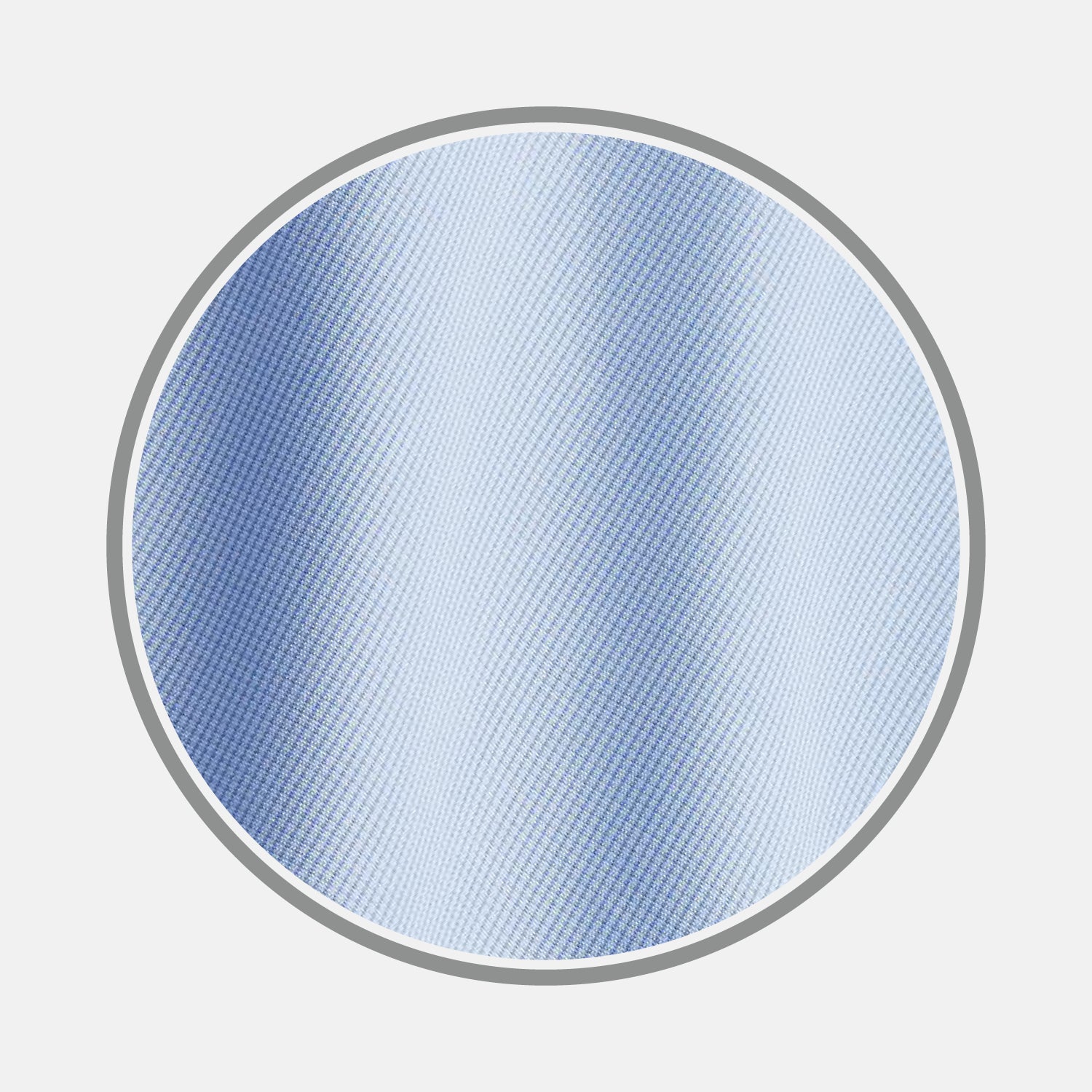 View 1 of product A close-up, circular view of Turnbull & Asser's Mid Blue Micro-Check Cotton Fabric, featuring a subtle check pattern and bordered by a thin gray ring on a plain white background.