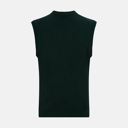 Forest Green Fine Merino V-Neck Vest Image 2