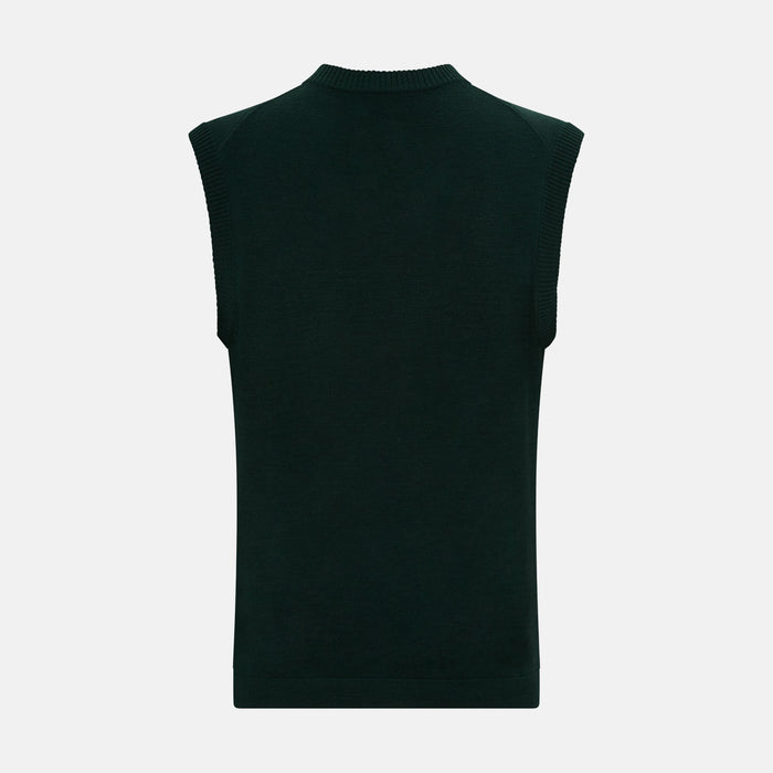 Forest Green Fine Merino V-Neck Vest Image 2