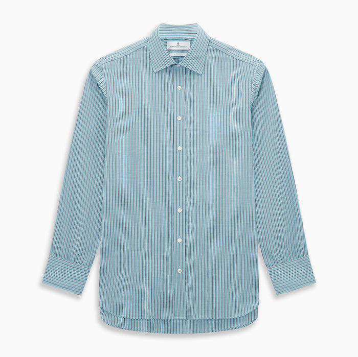 Turquoise Ticking Stripe Mayfair Shirt Image 6