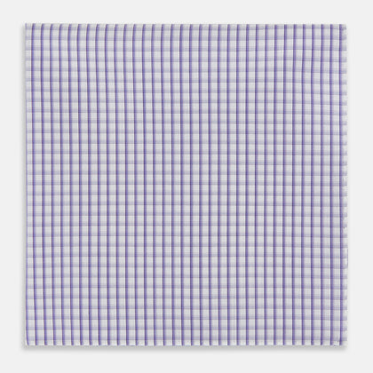 Purple Micro Shadow Check Hand-Rolled Handkerchief