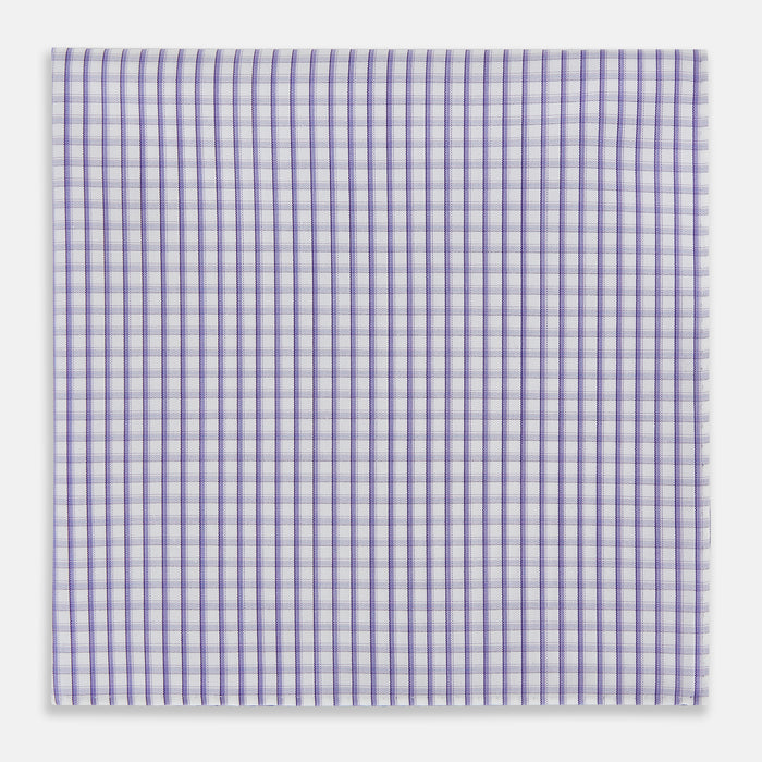 Purple Micro Shadow Check Hand-Rolled Handkerchief