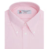 View 3 of product The Turnbull & Asser Pink Royal Oxford Cotton Shirt features a button-down collar and 3-button cuffs, ideal for men's weekend wear. Displayed against a plain white background.