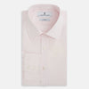 View 5 of product The Soft Pink Mayfair Shirt by Turnbull & Asser is a long-sleeved, sanforised cotton button-up with a classic collar, white buttons, and buttoned cuffs, shown against a plain white background.