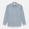 View 1 of product Turnbull & Asser’s Pale Blue Multi Stripe Weekend Fit Wool Shirt features a Derby collar, 1-button cuffs, and a chest pocket—ideal for casual layering. Shown laid flat on a white background for easy styling.