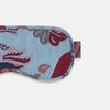 View 3 of product The Blue Bloomsbury Jacquard Cashmere Lined Sleep Mask and Bag by Turnbull & Asser features a blue and red abstract floral pattern, elastic strap, and is shown on a plain white background.