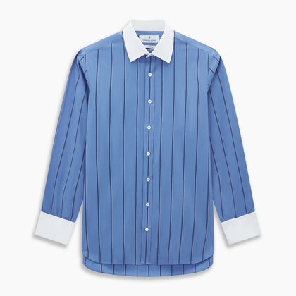 Colony Blue Track Stripe Shirt with Contrast T&A Collar and Cuffs Image 6