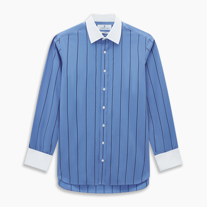 Colony Blue Track Stripe Shirt with Contrast T&A Collar and Cuffs Image 6