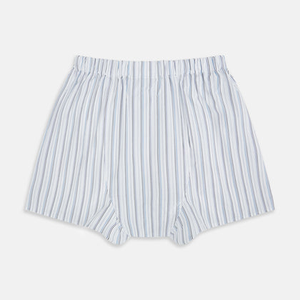 Blue Fine Track Stripe Godfrey Boxer Shorts Image 1