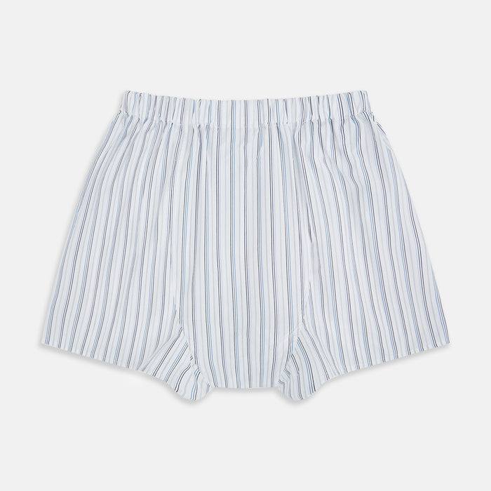 Blue Fine Track Stripe Godfrey Boxer Shorts Image 1