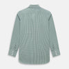 View 3 of product The MELON GREEN MICRO SHADOW CHECK WESTMINSTER SHIRT by Turnbull & Asser is a long-sleeved, button-up shirt with a green and white checkered pattern, pointed collar, and buttoned cuffs, shown on a white background.